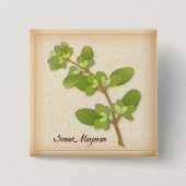 Sweet Marjoram Herb Vierkante Button 5,1 Cm (Voorkant)
