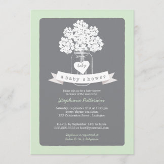 Sweet Mason Jar Baby shower neutre Invitation