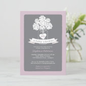 Sweet Mason Jar Lilac Baby shower gris Invitation (Debout devant)