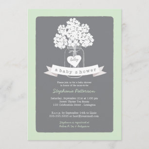 Sweet Mason Jar Neutral Baby shower Invitation Kaart