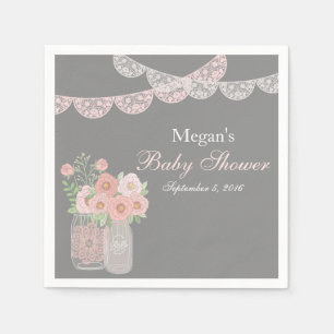 Sweet Mason Jar Roze Grijs Baby shower Servetten