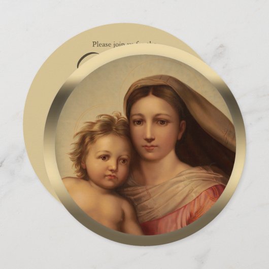 Sweet mère et bébé CC0978 Baptême Invitation (Devant / Derrière)