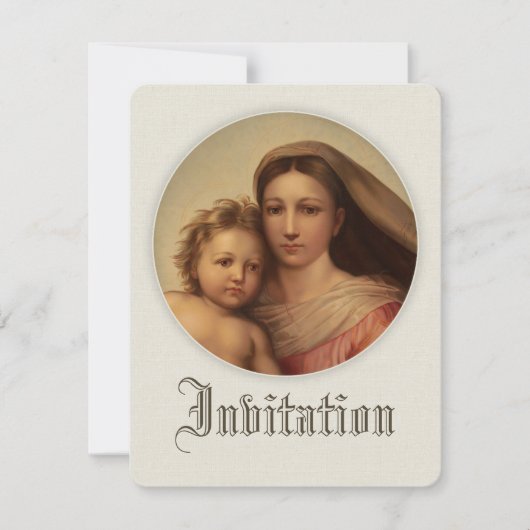 Sweet mère et bébé CC0980 Baptême Invitation (Devant)