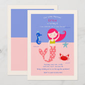 Sweet Mermaid Invitation Kaart (Voorkant / Achterkant)