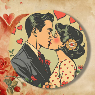Sweet Mid-Century Couple Retro Pop Art Vierkante Sticker