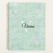 Sweet Mint Green Batik Élégant Nom du monogramme (Devant)