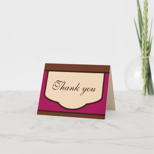Sweet Mocha & Fuchsia Merci Cartes de notes (Devant)