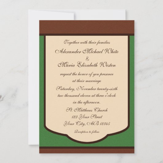 Sweet Mocha & Green Wedding Invitations (Devant)