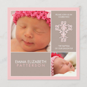 Sweet & Modern Baptism Baby Girl Uitnodiging