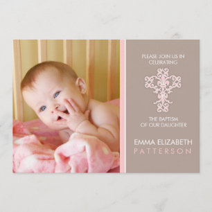 Sweet & Modern Baptism Baby Girl Uitnodiging