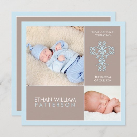 Sweet & Modern Baptism Baby Uitnodiging (Voorkant / Achterkant)