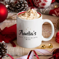 Sweet Modern Custom Name Script Hot Chocolate Mok