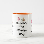 Sweet Modern Custom Name Script Hot Chocolate Tweekleurige Koffiemok (Center)