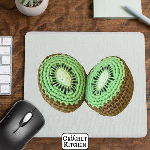 Sweet Modern Minimal Green Crochet Kiwi Fruit Muismat