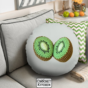Sweet Modern Minimal Green Crochet Kiwi Fruit Rond Kussen