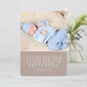 Sweet & Moderne Faire-part de naissance bébé garço (Debout devant)
