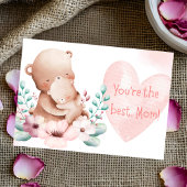 Sweet Moederdag Kaart met Beer & Bloemen Design