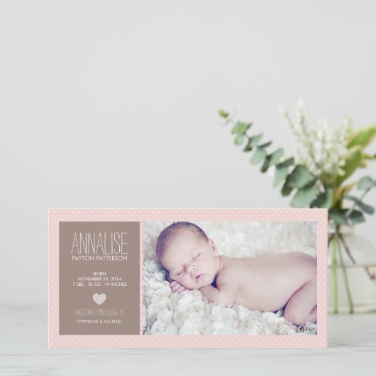 Sweet Moment Photo Baby Girl Faire-part de naissan (Debout devant)