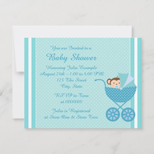 Sweet Monkey Baby shower Kaart (Achterkant)