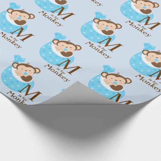 Sweet Monkey Baby shower Wrapping Paper Cadeaupapier (Hoek)