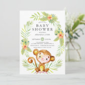 Sweet Monkey Boy Baby shower Uitnodiging (Staand voorkant)