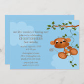 Sweet Monkey Kids Birthday Uitnodiging (Voorkant / Achterkant)