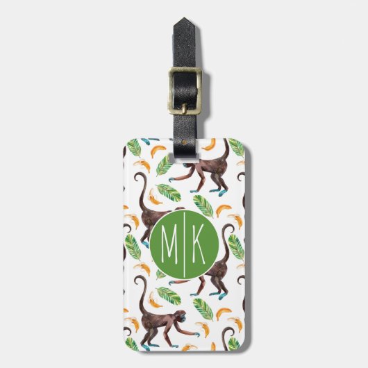 Sweet Monkeys Juggling Bananas | Monogram Bagagelabel (Voorkant verticaal)