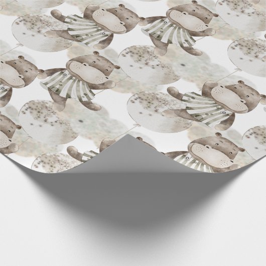 Sweet Moon Dreams Hippo, Sparkle Balloons Cadeaupapier (Hoek)