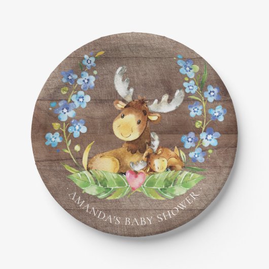 Sweet Moose Baby shower 7" Bord (Voorkant)