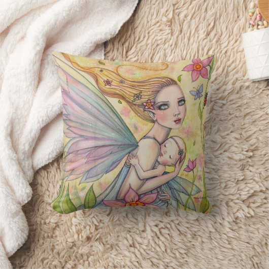 Sweet Mother en Baby Fairy Illustratie Kussen (Deken)