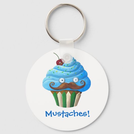 Sweet Mustached Cupcake Sleutelhanger (Voorkant)