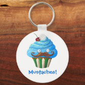 Sweet Mustached Cupcake Sleutelhanger (Voorkant)