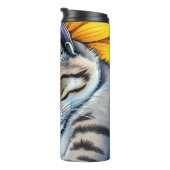 Sweet Napping Gray Cat and Sunflower Thermosbeker (Geroteerd rechts)