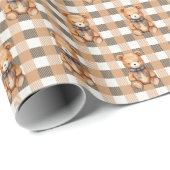Sweet Neutral Teddy Bear Plaid  Cadeaupapier (Rol Hoek)