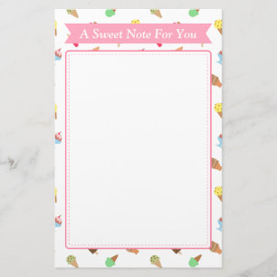 Sweet Note Ice Cream Pattern Briefpapier
