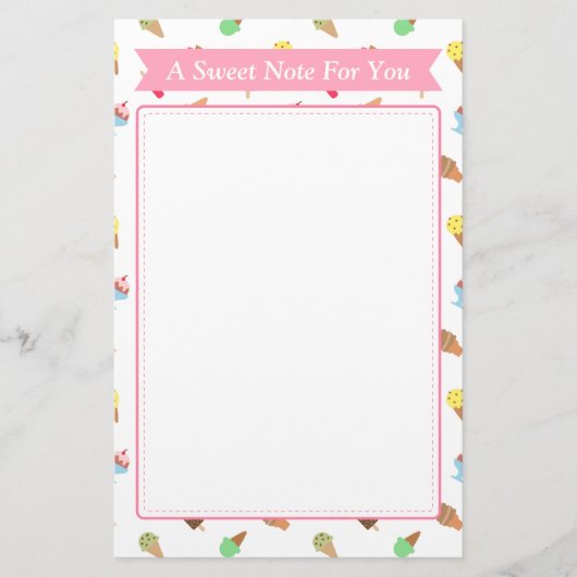 Sweet Note Ice Cream Pattern Briefpapier (Voorkant)