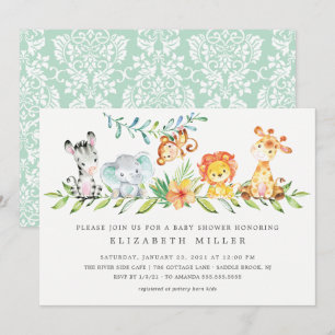Sweet Oerwoud Animals Neutraal Baby shower Invitat Kaart
