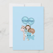 Sweet Oerwoud Babies Baby shower Uitnodigingsblauw Kaart (Achterkant)