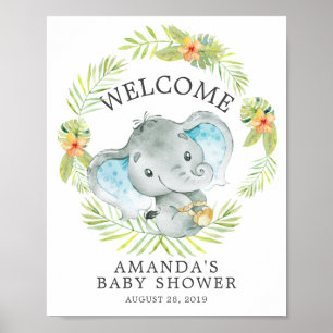 Sweet Oerwoud Elephant Welcome Baby shower Poster