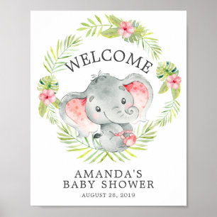 Sweet Oerwoud Elephant Welcome Baby shower Poster