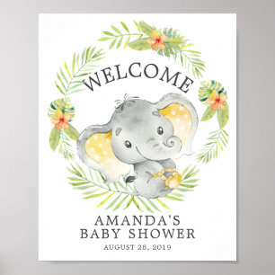 Sweet Oerwoud Elephant Welcome Baby shower Poster