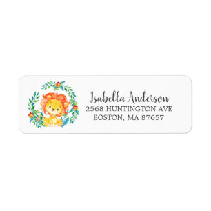 Sweet Oerwoud Lion Baby shower Adreslabel Etiket