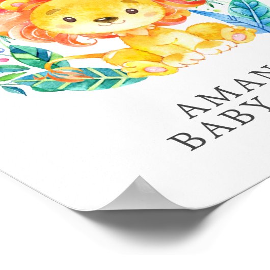 Sweet Oerwoud Lion Welkom Baby shower Poster (Hoek)