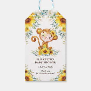 Sweet Oerwoud Monkey Zonnebloemen Baby shower Favo Cadeaulabel