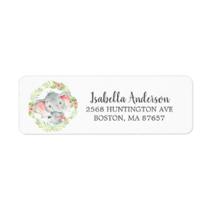 Sweet Oerwoud Olifant Baby shower Adreslabel Etiket