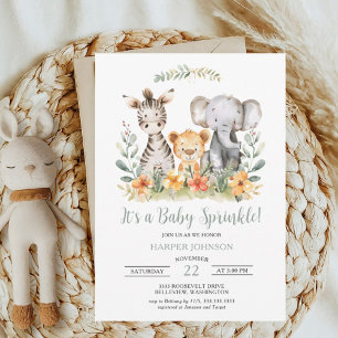 Sweet Oerwoud Safari Baby Sprinkle Invitation Kaart