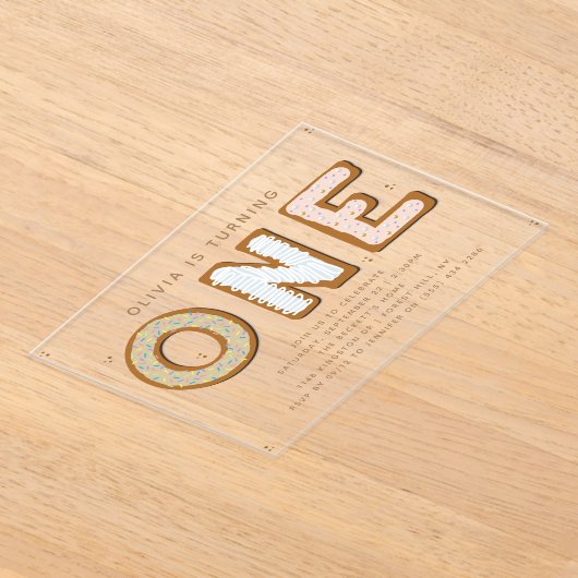 Sweet ONE 1e verjaardag Acryl Uitnodigingen (Laagn)