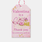 Sweet One 1e verjaardag roze gouden donut dank u Cadeaulabel (Voorkant)