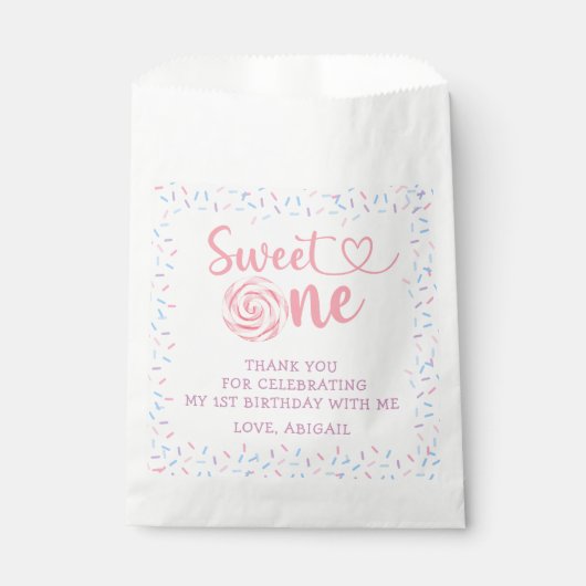 "SWEET ONE" 1ER ANNIVERSAIRE Favoriser les sacs (Devant)