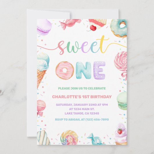 Sweet One 1er anniversaire Invitation (Devant)